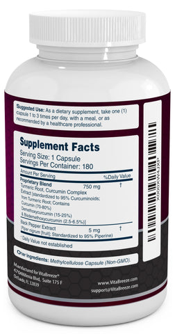 VitaBreeze Turmeric Curcumin Complex with Black Pepper Extract